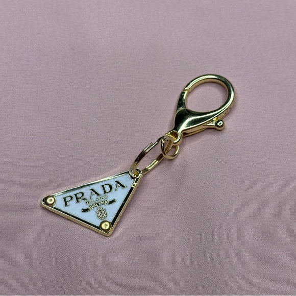 Authentic White & Gold Prada Repurposed Keychain - Picture 2 of 4